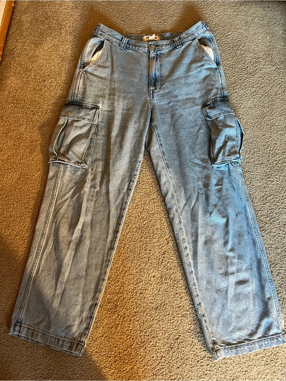 Women’s Madewell Light Wash Los Slung Cargo Jeans